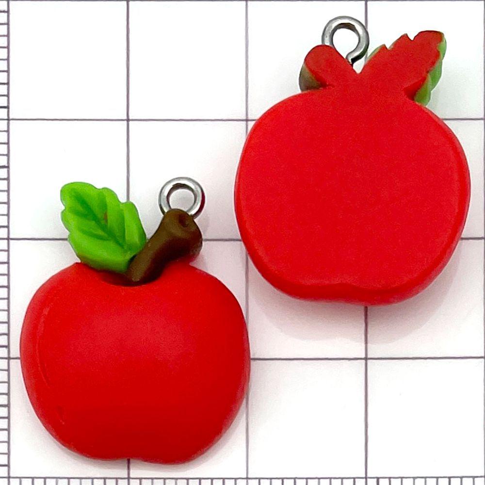 Set of 10 Red Resin 3D Apple Pendants for DIY Jewelry Accessories