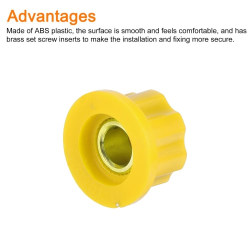 uxcell 3-Piece Potentiometer Knob Set with Screw-in Brass Inserts for 1/4" Shaft Potentiometers, Yellow Volume Controller Rotary Knobs for Guitar Effe