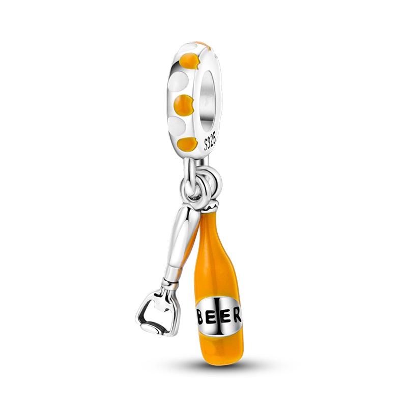 Mode 925 Silber Bier Rotwein Cocktail Anhänger Perlen Anhänger Passend für Qikaola 925 Armbänder DIY Party Schmuck