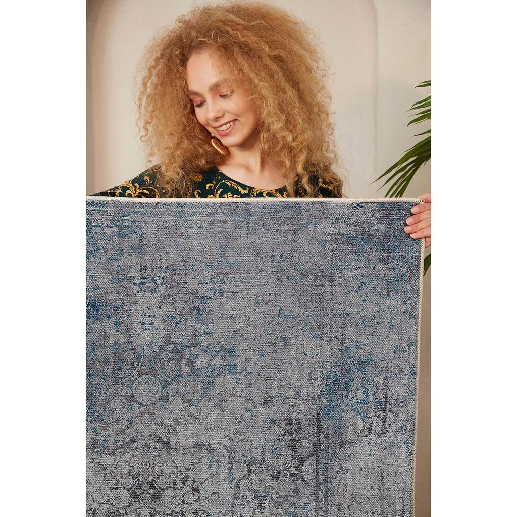 Decorative Non-Slip Base Worn Patterned Living Room Carpet Special Design, Thin, Washable Carpet