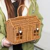 PE Woven Picnic Basket, Handmade Fruit Bread Snack Tote, Durable PE Material, Portable Carry Bag Picnic Storage Basket