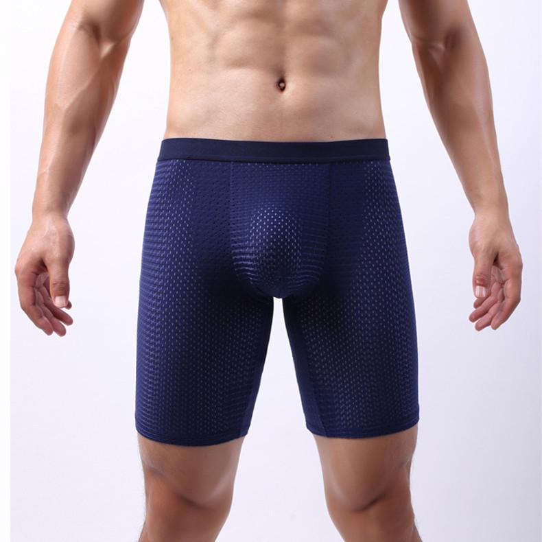 Men's Plus Size Ice Silk Mesh Sports Underwear: Summer Anti-Chafing Running Briefs with Extended Four-Corner Design