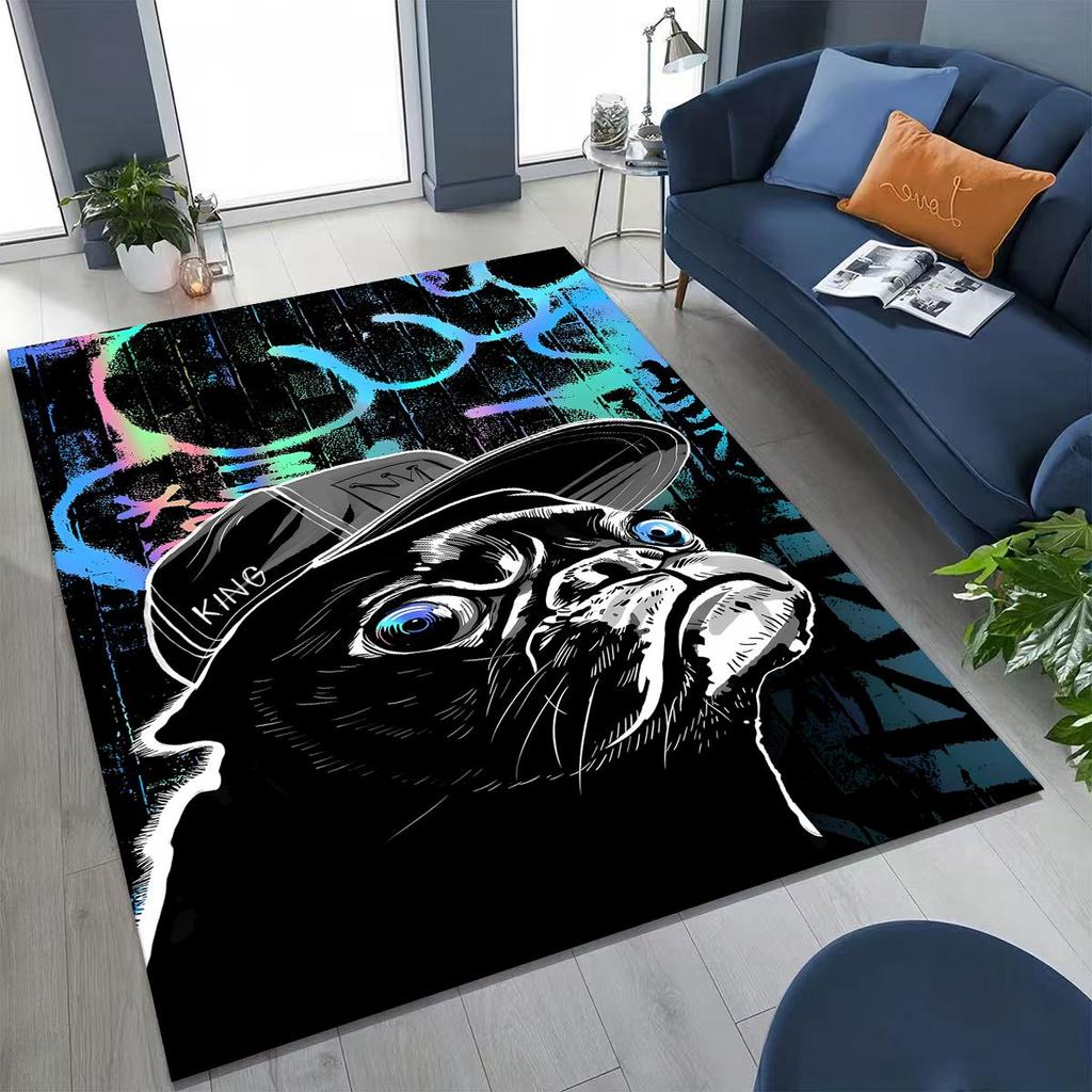 New French Bulldogs Pit Bull Dogs Rug for Bedroom Living Room Sofa Home Doormat Decor, Large Kids Play Non-slip Floor Mat