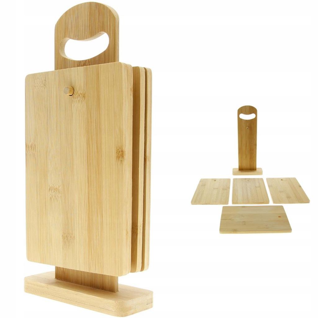 Cutting Boards Set Of 4 Bamboo Kitchen Boards + Wooden Stand