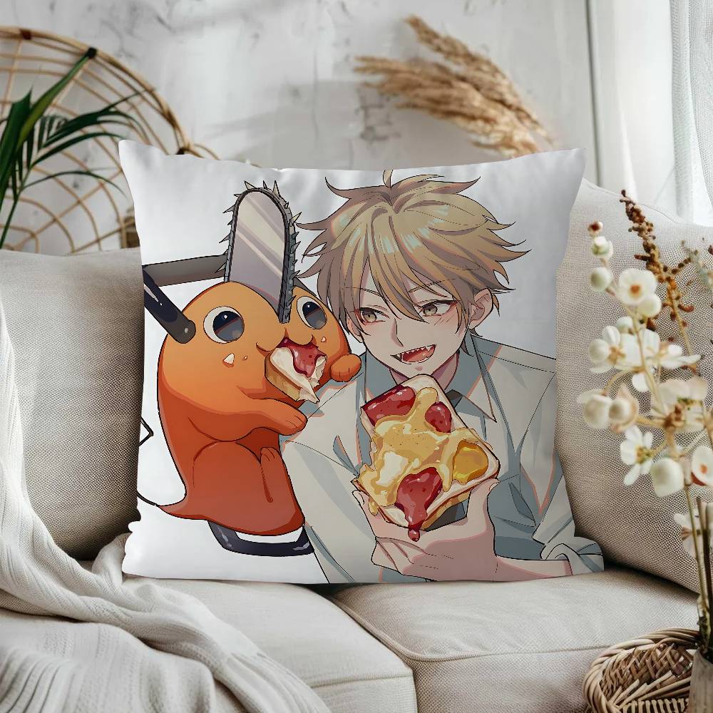 

C-Chainsaw Man Anime Personalized Picture Text Home Decorative Pillows Household Gifts 45x45cm 16x16Inch