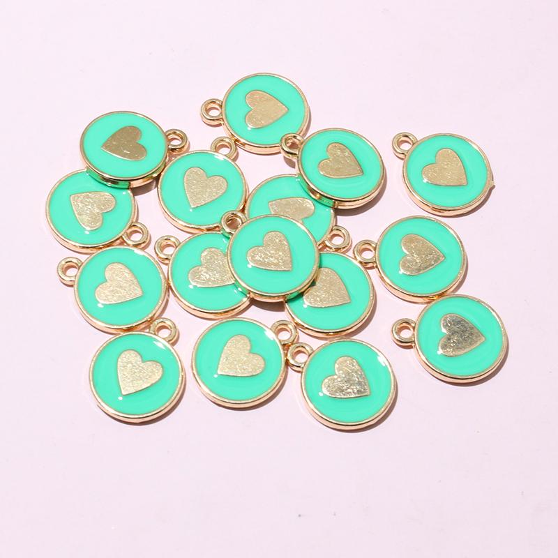 20pcs 14.5x12mm Enamel Double Side Heart Charms Pendant DIY Jewelry Making Accessories Findings for Bracelet Earrings Keychains