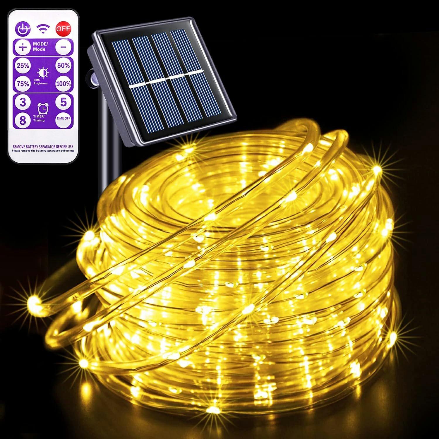 

7m 50 LED 8 Modes Solar String Light PVC Copper Wire Holiday Decorative Lamp with Remote Control Warm Color