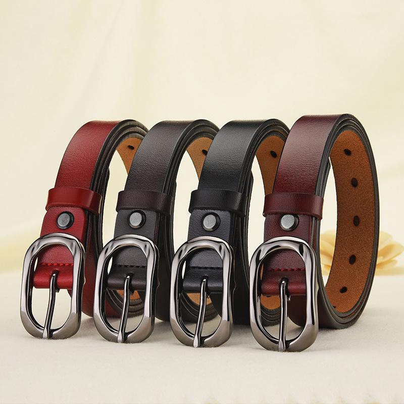 Ladies Cowhide Belt Alloy Pin Buckle Leather Belt Sun Buckle Casual Thin Belt