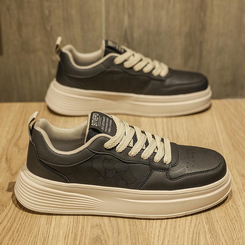 

Xiaobai men s shoes spring new breathable low-top thick-soled trend versatile board shoes men s height increase casual fashion trendy shoes 44 хакі