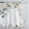 Watercolor Leaves On The Top Plant With Floral Bathroom Greenery Leaf Decoration Watercolor Botanical Shower Curtain With Hooks