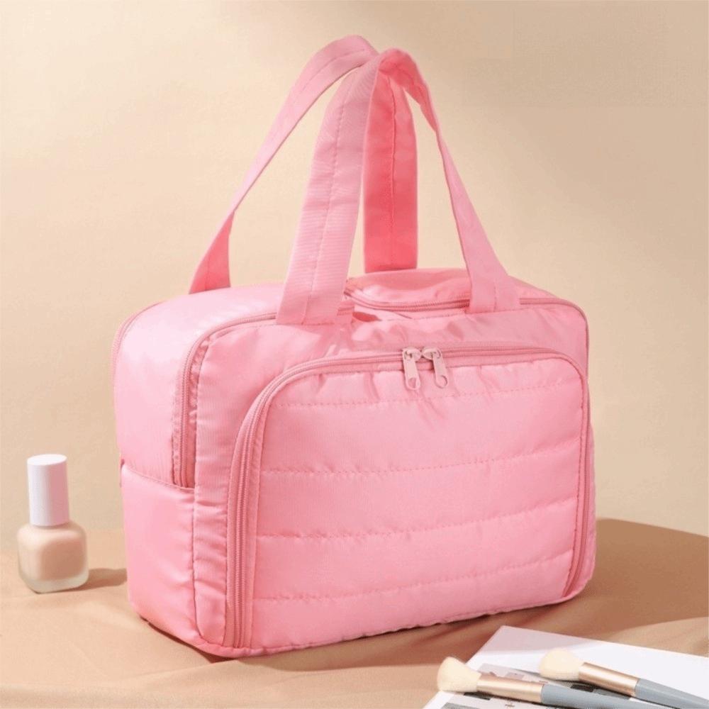 Large Capacity Handheld Cosmetic Bag Solid Color Pouches Bag Organizer Bathroom