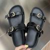 Mode Übergröße Schuhe Leopardenmuster Damen Hausschuhe Pantoletten Schuhe Weiblich Strandmode Metallschnalle Damen Flache Hausschuhe Sandalen Schuhe