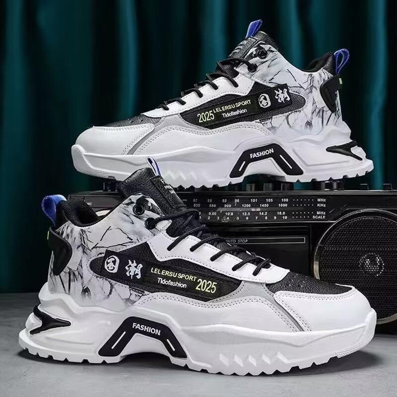 Spring High Top Men's Shoes White Sports Shoes Running Casual Dad Shoes