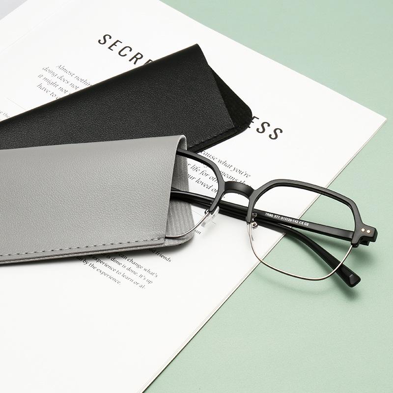 Portable PVC Leather Eyeglass Case - Slant Mouth Design for Sunglasses & Reading Glasses.