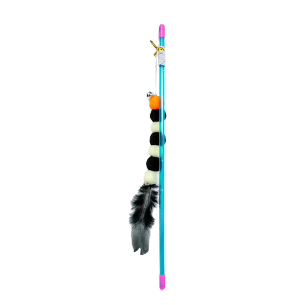 1PC Elastic Feather Toys Funny Colorful Rod Cat Wand Toys Pet Cat Toys Interactive Sticks Pet Toy Cat Supplies