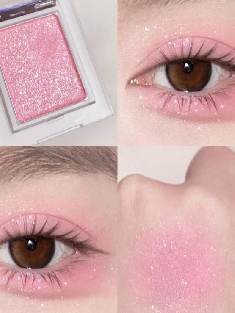 Strawberry Popping Candy with a Korean Sweet Girl Vibe! Pink Eyeshadow Palette with Crushed Diamond Fine Glitter and Pure Lust Blush All in One
