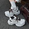 Plateauschuhe mit dicker Sohle, Damen, ins2025 Herbst, neue vielseitige atmungsaktive Mesh-Freizeitsportschuhe, trendige Schuhe