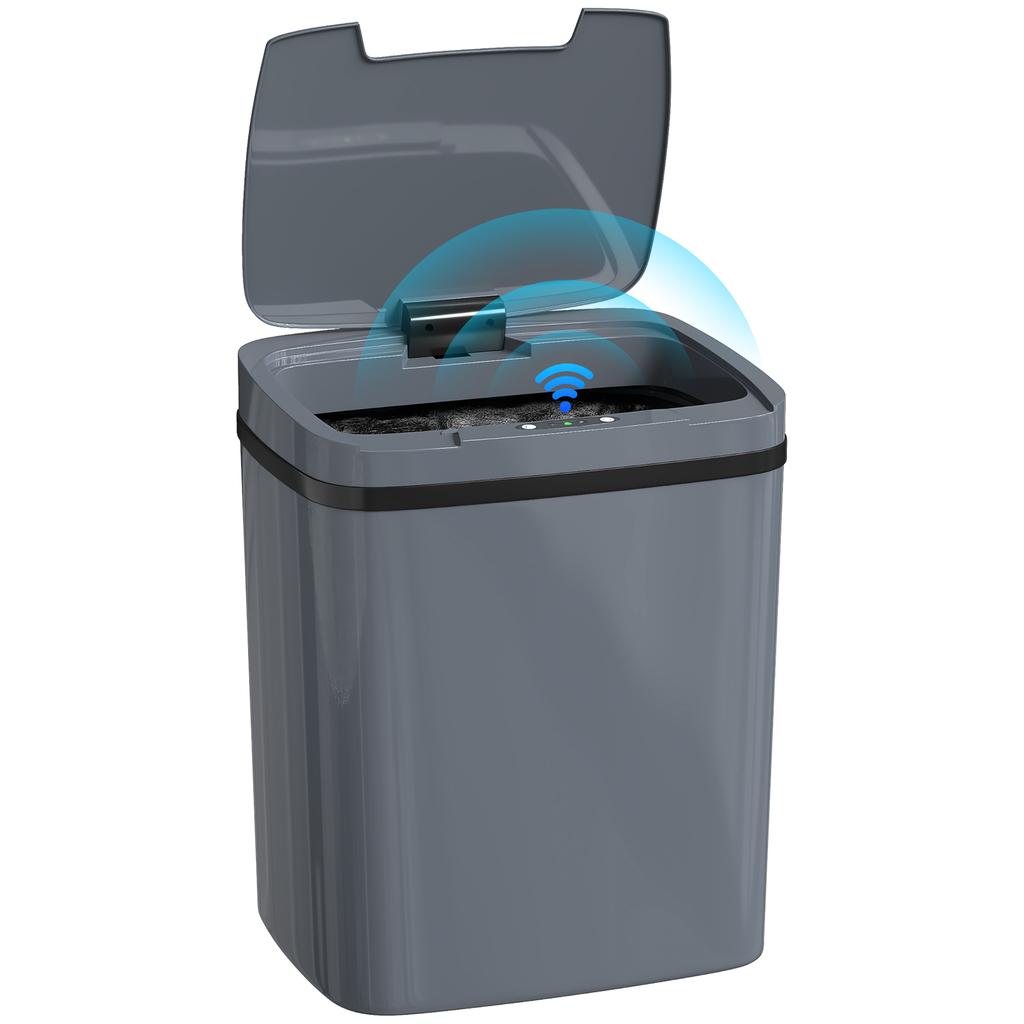 15L Sensor Bin, Automatic Touchless Kitchen Bin, Easy Clean, Battery Operated for Home Office, Bedroom, Bathroom, Grey