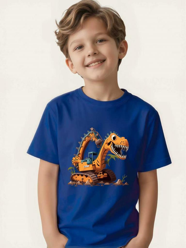 Creative children's tops, car enthusiasts, dinosaur enthusiasts, exclusive street style base layer.