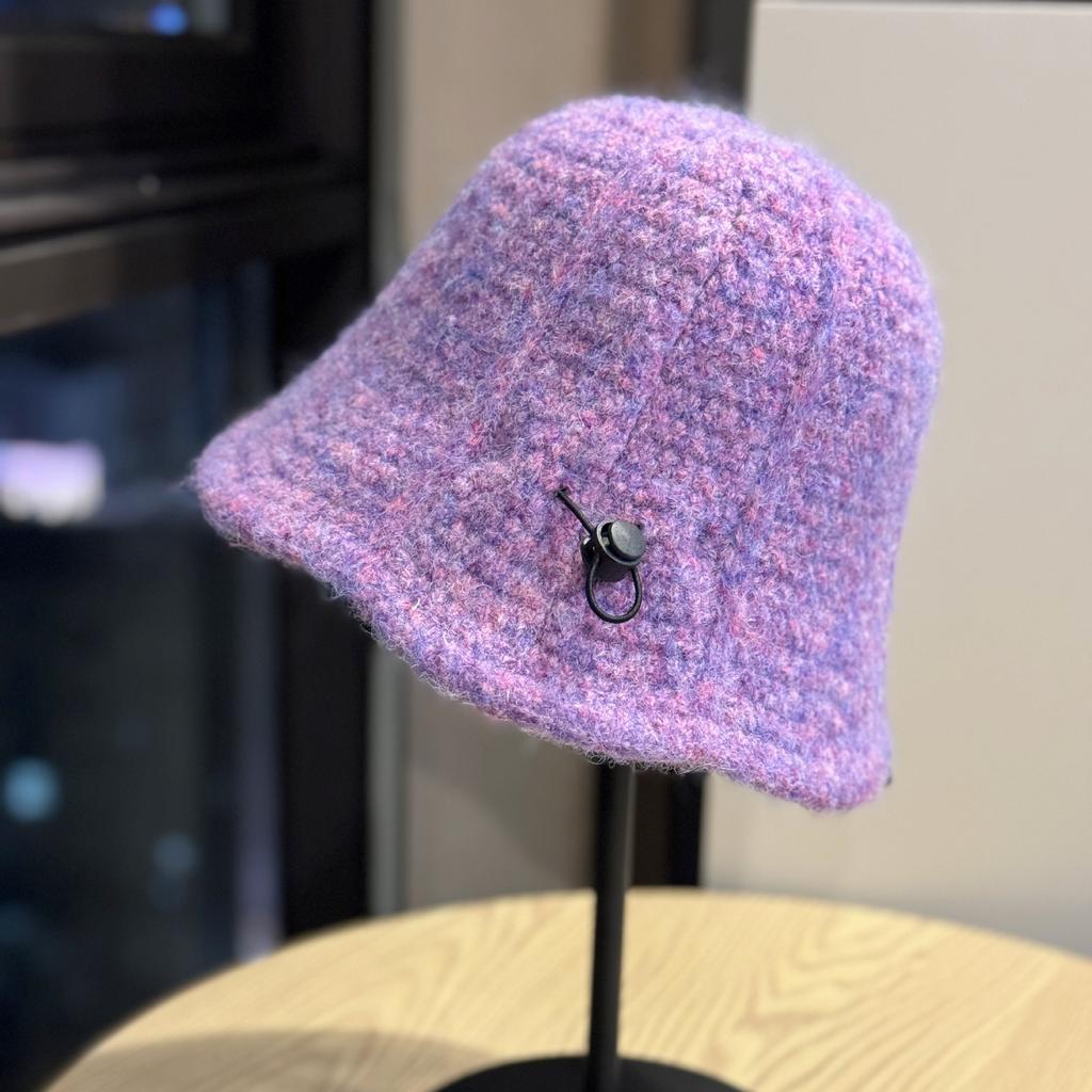 Korean Style Knitted Fisherman Hat for Women In Autumn and Winter All Match Plain Bucket Hat Thickened Warm Woolen Hat Small Basin Hat Showing Face