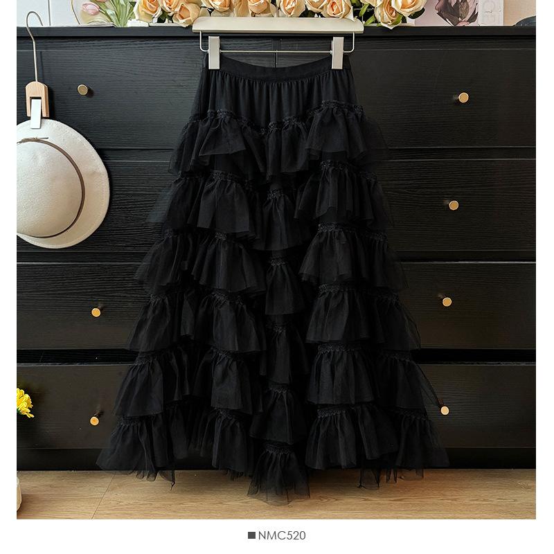 

Юбка-торт из многослойного кружева в иностранном стиле, замедляющая старение, женская, 2025 года, новая, тонкая юбка с высокой талией, юбка one size fits all