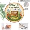2D Flat - 1pc Round Aluminum Metal Sign, Vintage Plaque About "Sit Down And Enjoy The Moment", "Garden Bench Butterfly Flowers" Decorative Sign