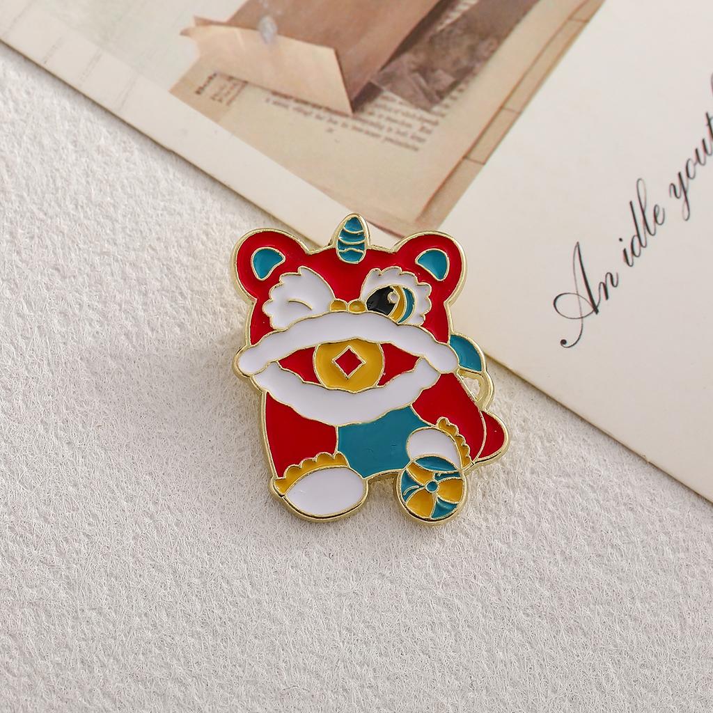 New Year and Spring Festival Lion Awakening Cute Clothing Cartoon Brooch Pin Badge