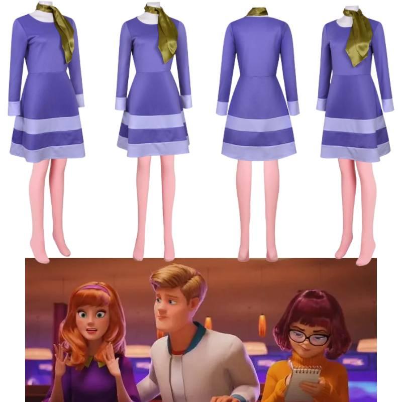 Scooby-doo Cosplay Kostüm für Damen Daphne's Lebhaftes Polyesterkleid