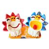 Lembrança de Okinawa Amuleto da sorte Figura de Shisa sorridente Par Mini Uso interno Feito à mão - - - - - - (Azul e Rosa)