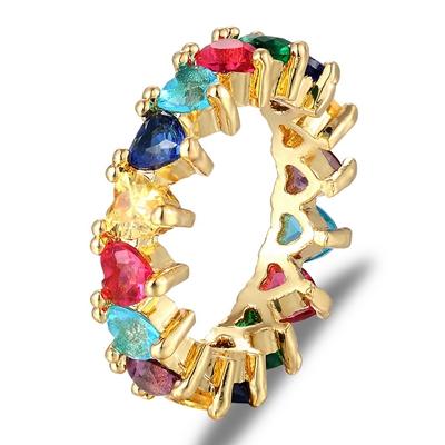 Nidin Top Quality Colorful Rainbow CZ Ring For Women Girls Fashion Engagement Wedding Band Charm Party Jewelry 10 Styles Choice
