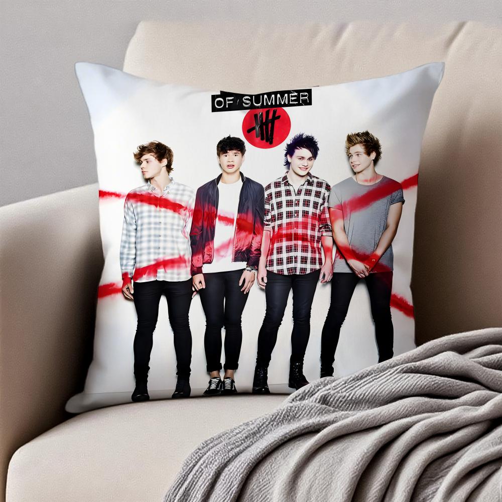 Pop Punk Australian Band 5 S-Seconds Of Summer Cushion Cover Pillowcase Anti-Dustmite Invisible Zipper Short Plush Sofa Cushion