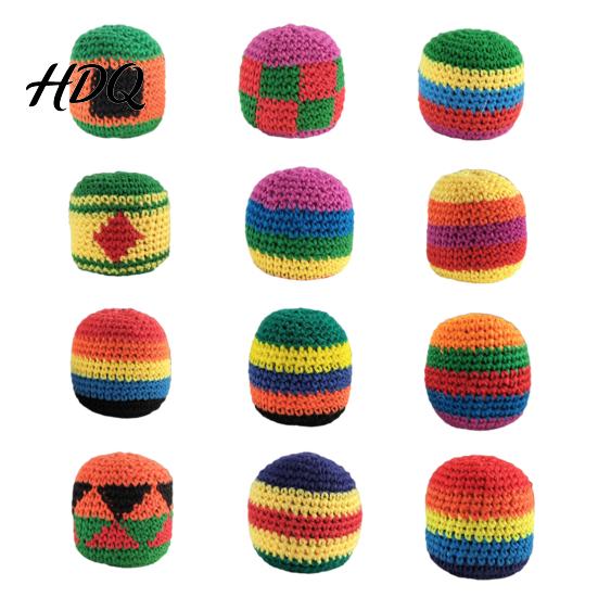 Footbag für Anfänger Häkeln Jonglierbälle Kinder Weiche Handgewebte Gestrickte Säcke Geschicklichkeitsaufbau Spaß Gleichgewicht Reflexe Koordination Verbessern Outdoor-Spiel &