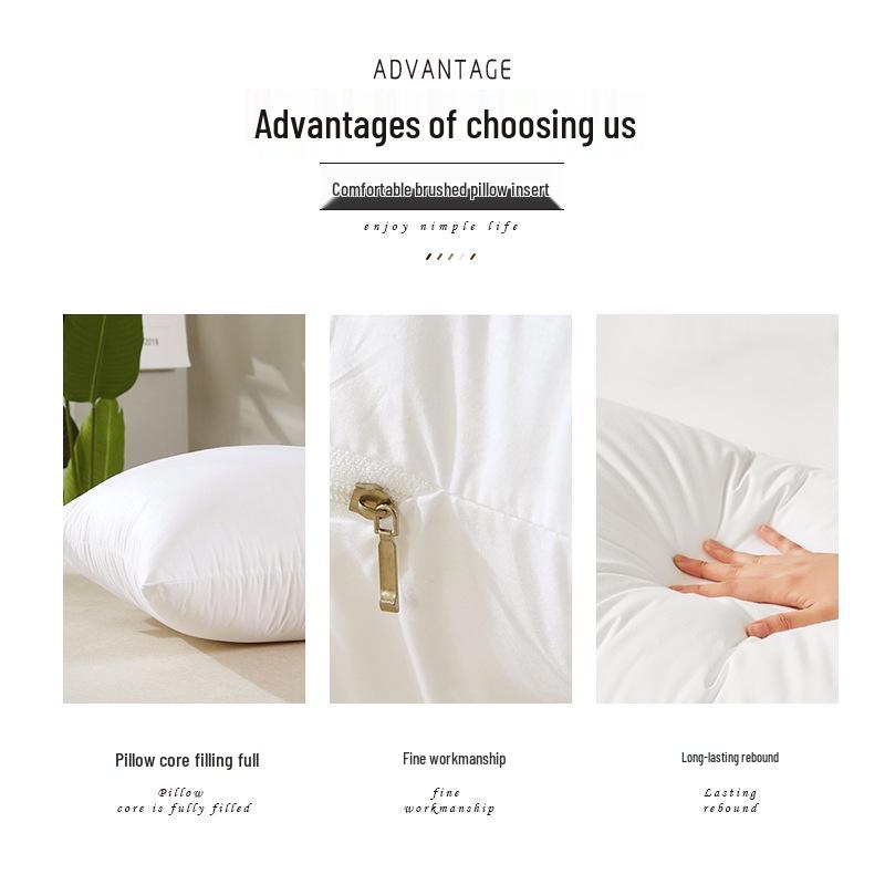 PP Cotton Brushed Cloth Pillow Core - Slow Rebound Feather Silk Non-Woven Square Cotton Pillow Pair.