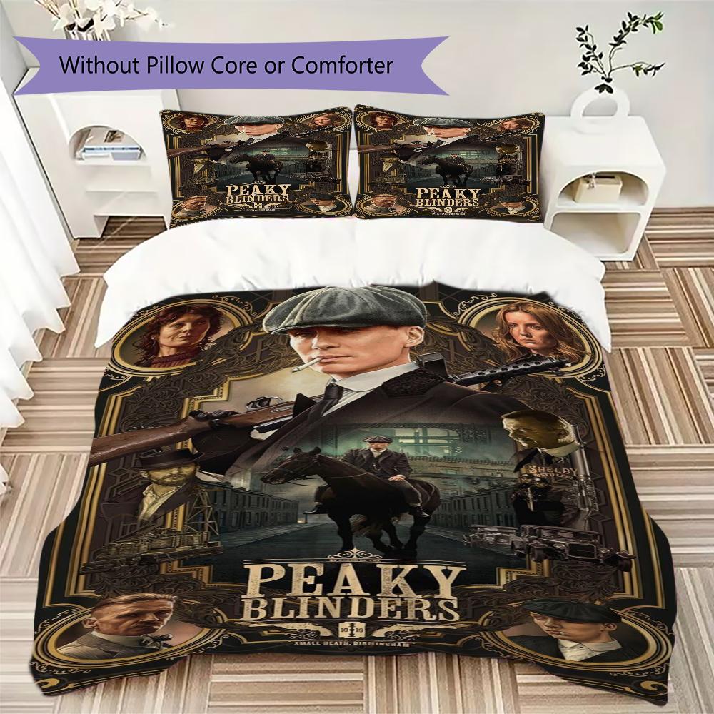 Peaky Blinders Pattern Bedding,Quilt Set Quilt Cover Pillowcase Home Birthday Gift(1 * Duvet Cover + 2 * Pillowcase, Without Core)_lx