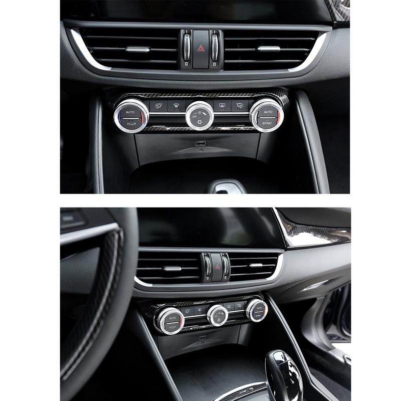 Für Alfa Romeo Giulia Stelvio 2017-2019 Auto Mittelkonsole Klimaanlage Verstellrahmen Zierblende Abdeckung Zubehör,Carbon