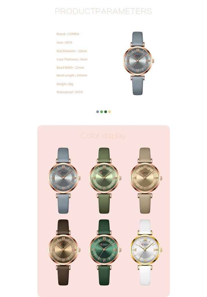 Curren 9079 Dames Casual Leren Band Horloge - Kleine Zeemeermin Editie
