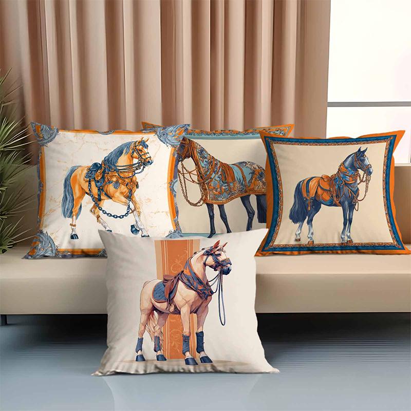 Exquisite Horse-Printed Cushion Covers for Home Decor Polyester pillowcase, sofa decorative cushion cov Headboard Pillow