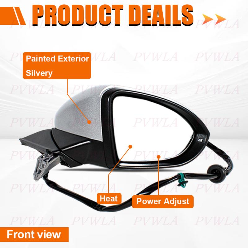 6PIN Crystal Silver Heat Turn Light Rear Mirror Assembly For VW Golf 7 7.5 2013 2014 2015 2016 2017 2018   Car Accessory