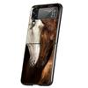 Luxury Phone Case For Samsung Galaxy Z Flip 3 4 5 6 Hard Black Folding PC For Samsung Z Flip3 Flip4 Flip5 Cover Horse Animal