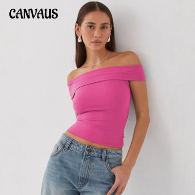 Kadın Yaz Yeni Büstiyer Seksi Tişört Tek Omuz Sıcak Kız Saf Arzu Rüzgar Üstleri