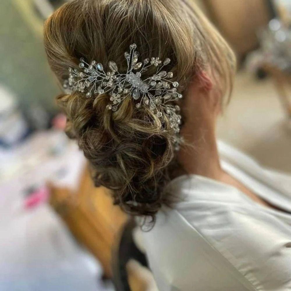 Silver Color Wedding Hair Accessories Hairband Bridal Headpiece Vintage Pearl Rhinestone Women