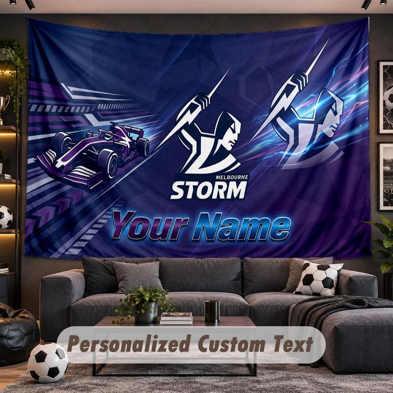 Wall Hanging Tapestry Custom NameMelbourne Storm Pattern Personalized Printed Fabric Wall Decor