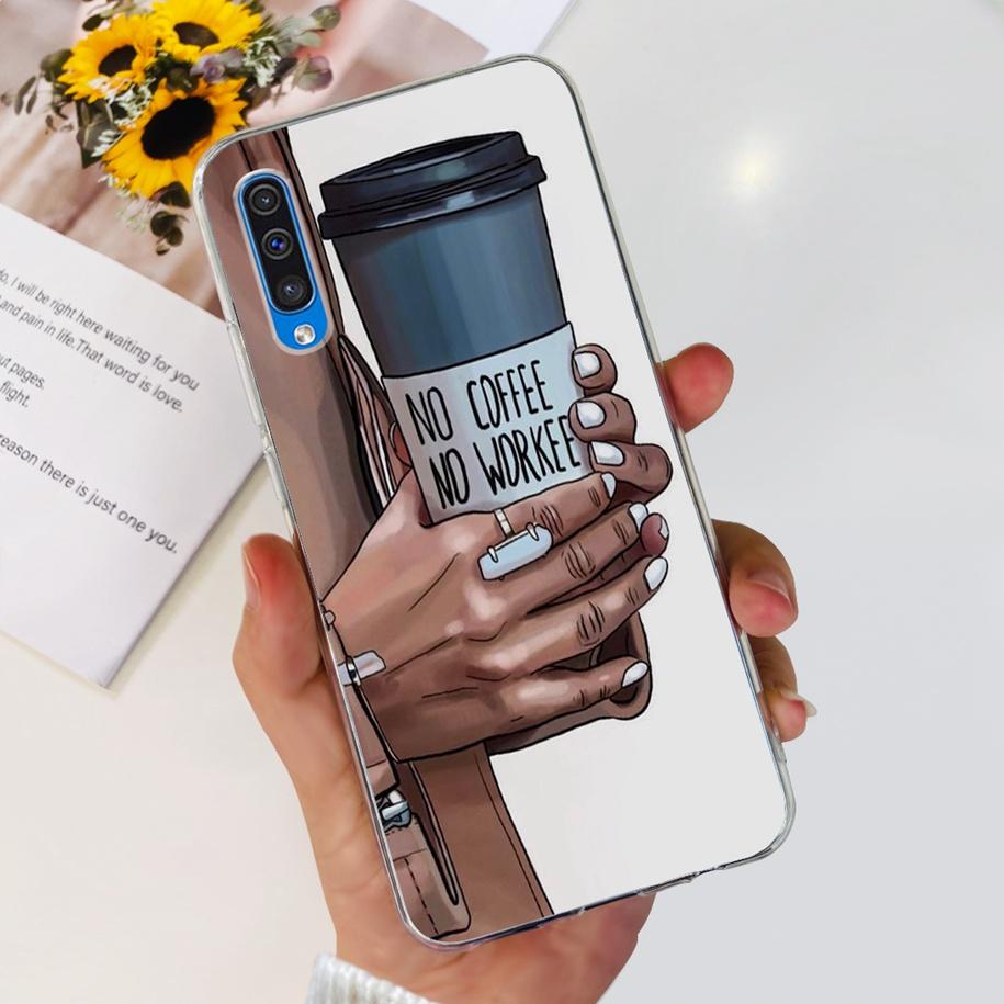 For Cover Samsung Galaxy A50 Phone Case Luxury Marble Flower Transparent Soft Bumper For Samsung A50S A30S A307F A507F A 50 Capa