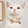 Flower Printed Cat Collar Bowknot Decors Adjustable Durablity Cat Camping Collar for Walking Camping Pet Supplies