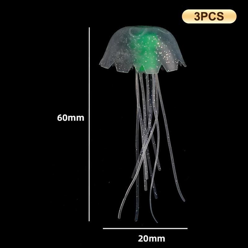3Pcs Artificial Glowing Fluorescent Jellyfish Aquarium Decoration Fish Tank Underwater Plant Marine Aquatic Landscape Ornament