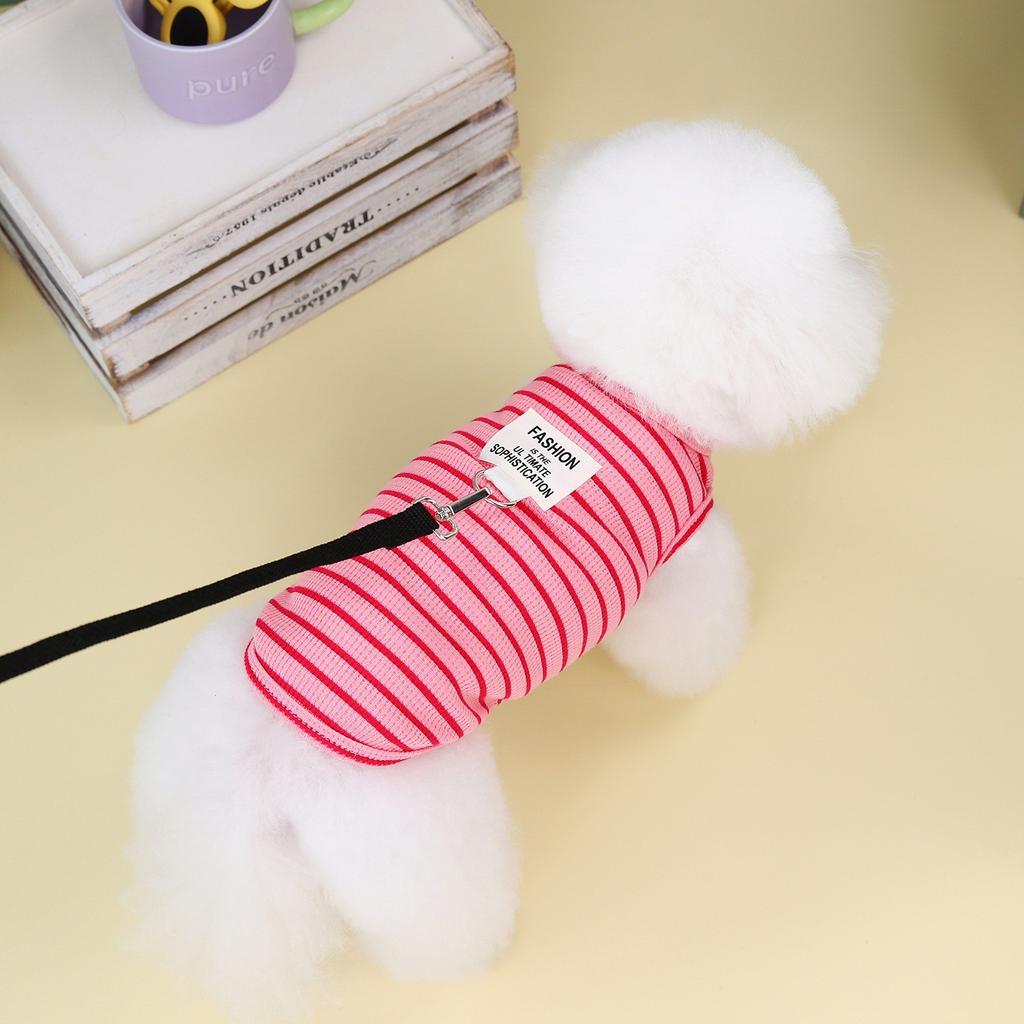 Pet Bichon Teddy Schnauzer small dog dog clothes vest spring and summer cat clothes 24 cloth label striped vest