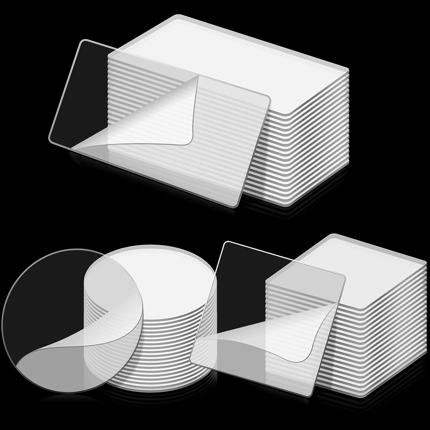 Eersida 60 Pieces Double Sided Sticky Tape Clear Mounting Square Tape Self Adhesive Gel Mounting Pads Waterproof Removable Sticky Gel Transparent for