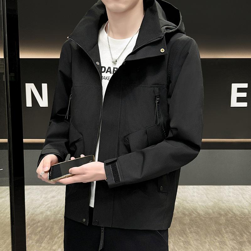 Spring and Autumn Jacket Men's Trend Hooded Jacket Fashion Casual Thin Outdoor Windproof Trendy Brand Top Jacket