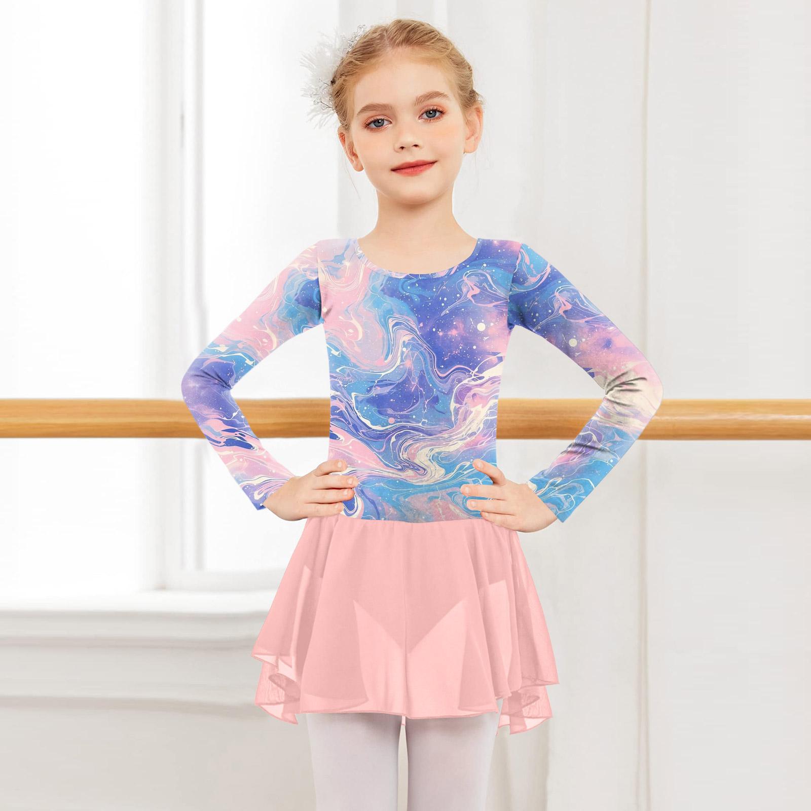 

Девочки Комбинезон с цветовыми блоками Платье из тюля с длинным рукавом Костюм для танцев 110 синий