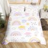 Carton Rainbow King Quen Soft Duvet Cover Children Kids Young Girls Clouds Beding Set Love Heart Warm Comforter Cover Polyester Comfortable Quilt